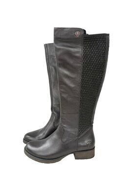 RIEKER Faith 91 Black leather riding boots sz 40 stretch panel equestrian 
NWOB